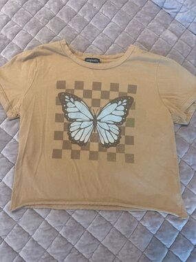 Originality Kids' Tan Short-Sleeve Tee with Blue Butterfly